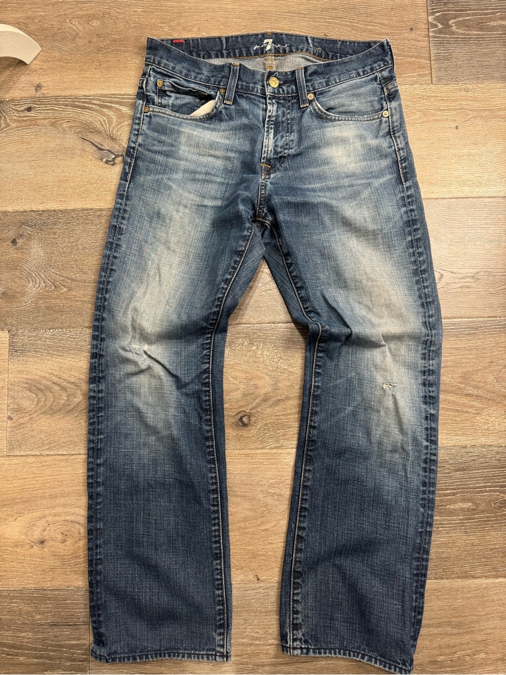 7 For All Mankind Austyn Men's Faded Blue Straight Jeans AO1179